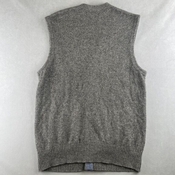 Banana Republic Sweater Vest Mens M Gray Wool Blend Button Pockets Grandpa Core - Picture 2 of 6